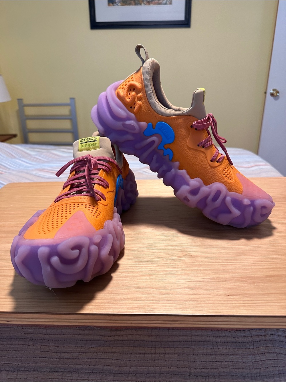 CROCS Sahele Bembury Juniper Orange Sneakers with Purple Cloud Sole
